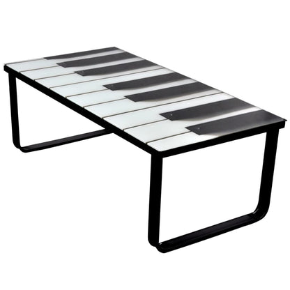 Salontafel Met Piano-Print Glazen Tafelblad 1