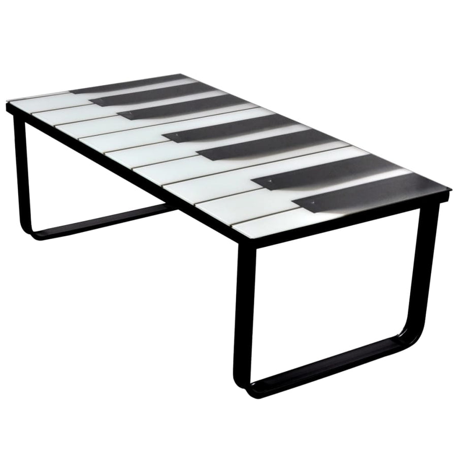 Salontafel Met Piano-Print Glazen Tafelblad 1