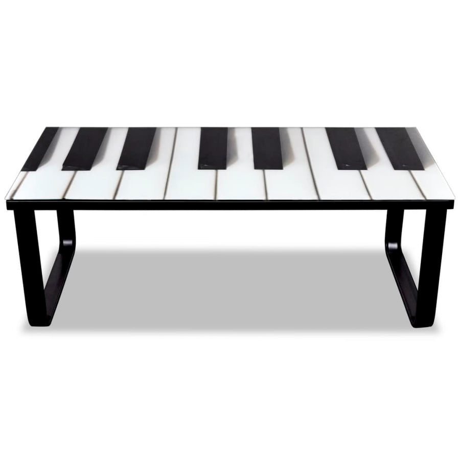 Salontafel Met Piano-Print Glazen Tafelblad 1