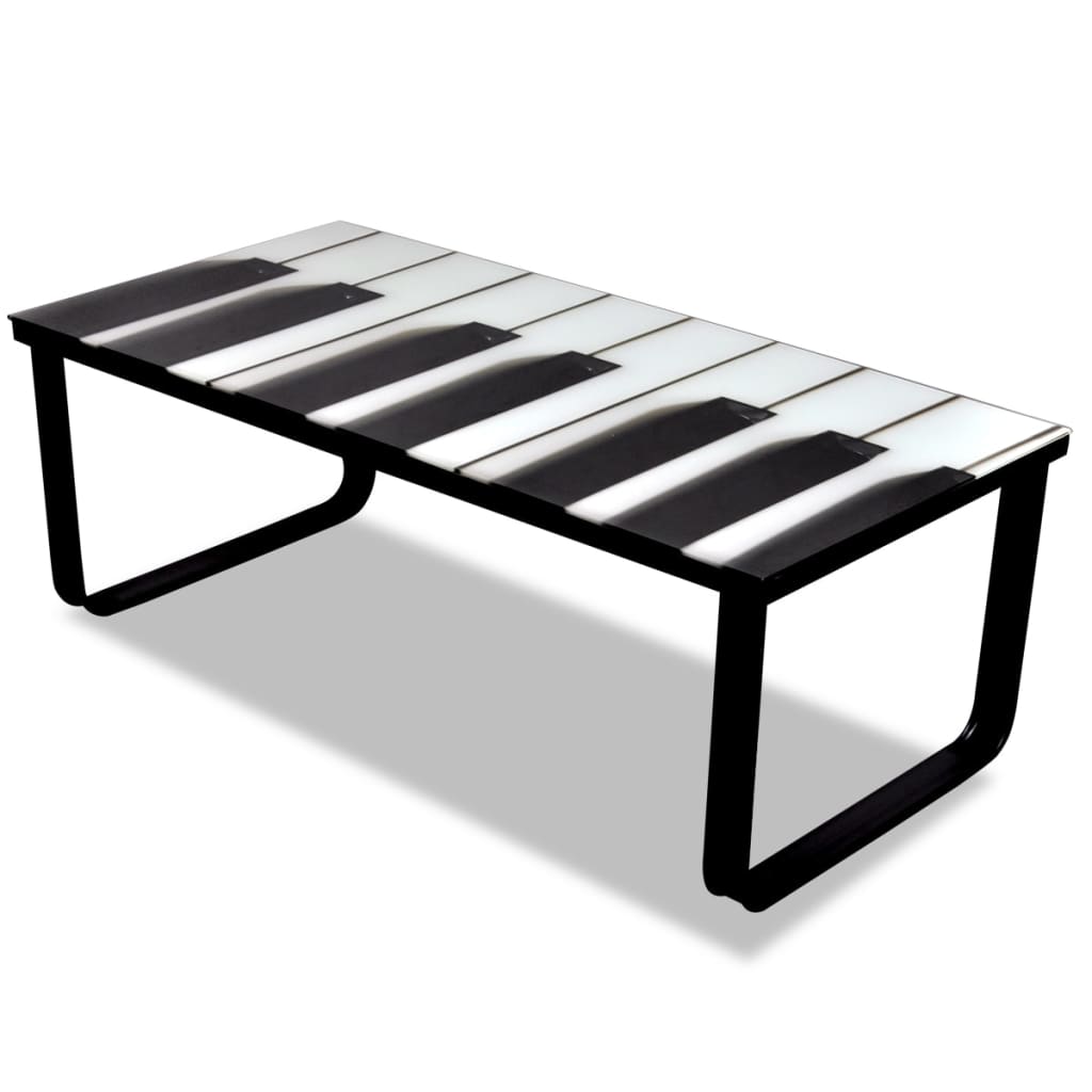 Salontafel Met Piano-Print Glazen Tafelblad 1