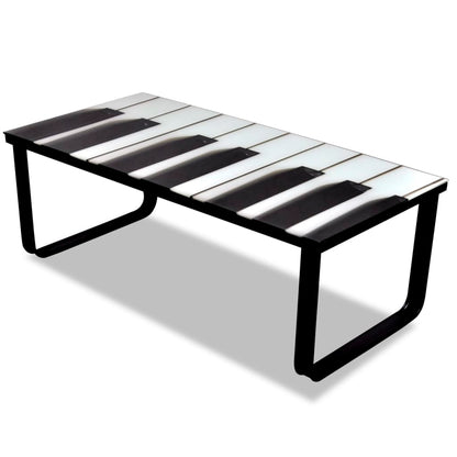 Salontafel Met Piano-Print Glazen Tafelblad 1