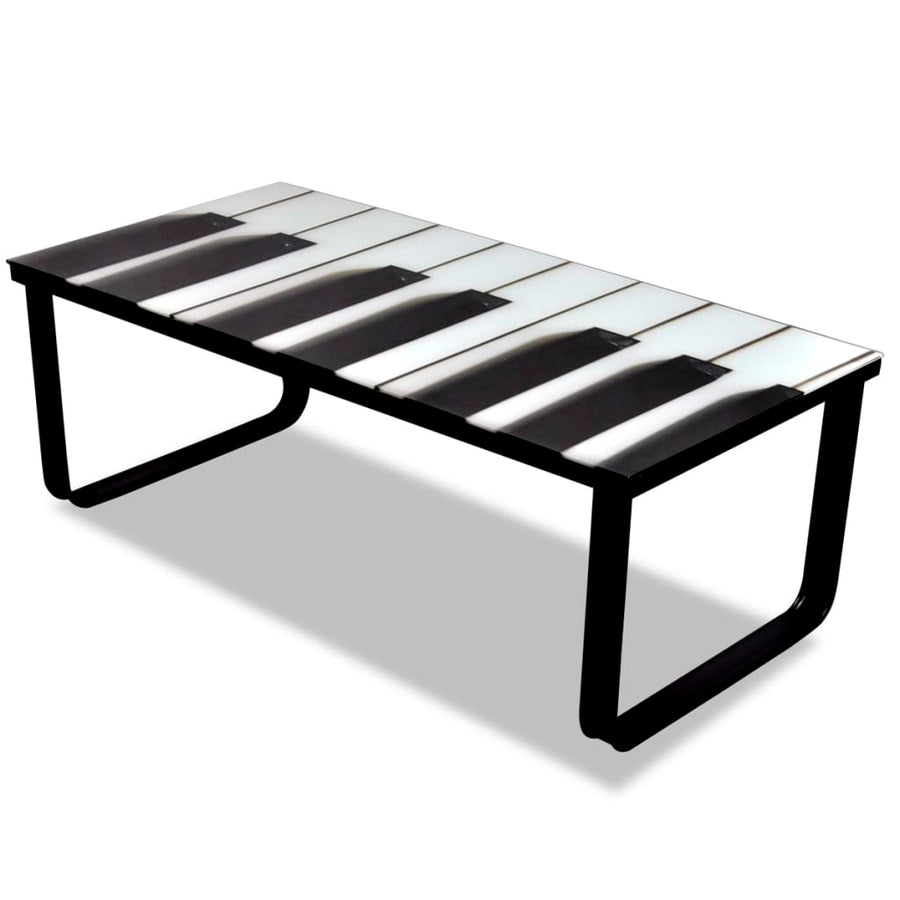 Salontafel Met Piano-Print Glazen Tafelblad 1
