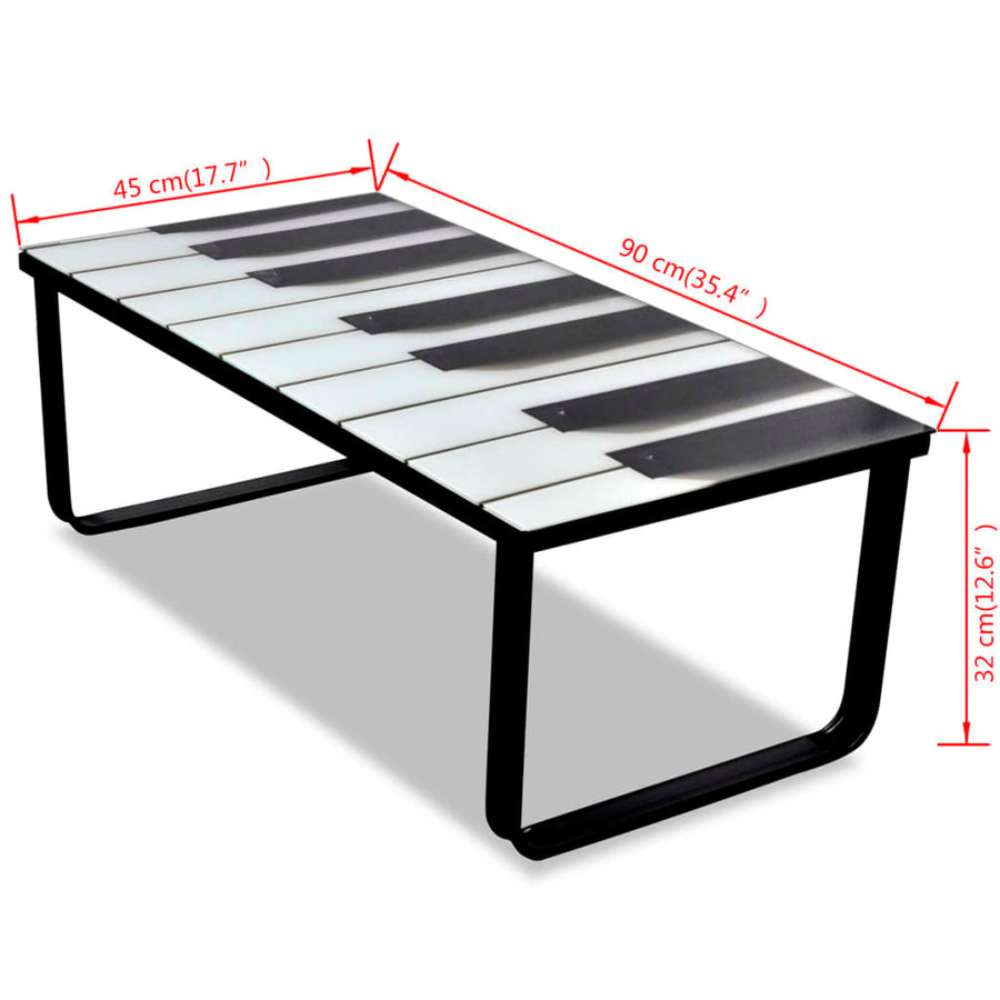 Salontafel Met Piano-Print Glazen Tafelblad 1