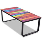 Coffee table with rainbow-print glass tabletop