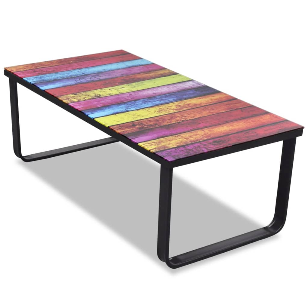 Salontafel Met -Print Glazen Tafelblad Regenboog
