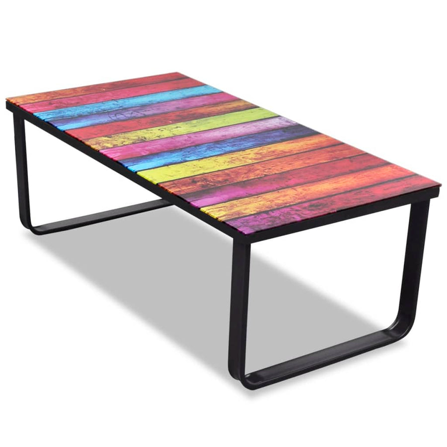 Salontafel Met -Print Glazen Tafelblad Regenboog
