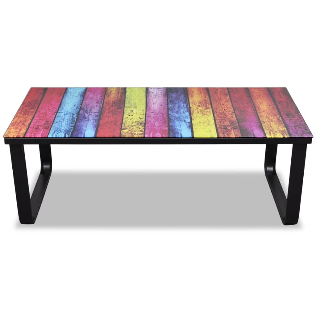 Salontafel Met -Print Glazen Tafelblad Regenboog