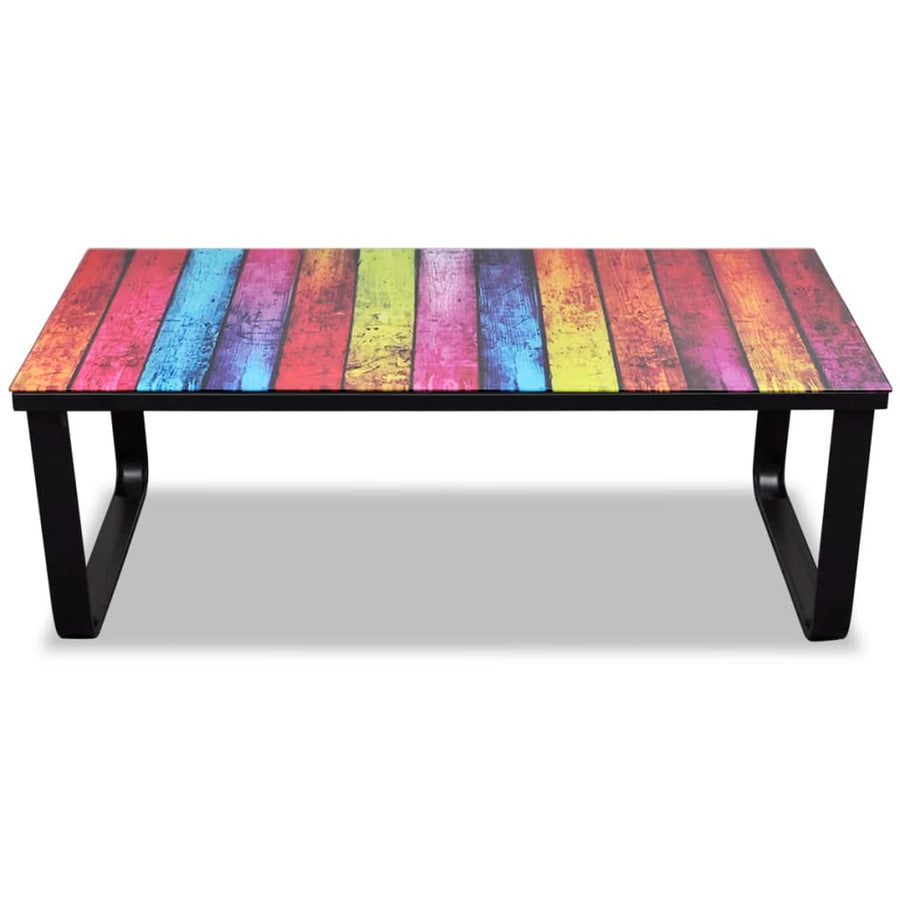 Salontafel Met -Print Glazen Tafelblad Regenboog