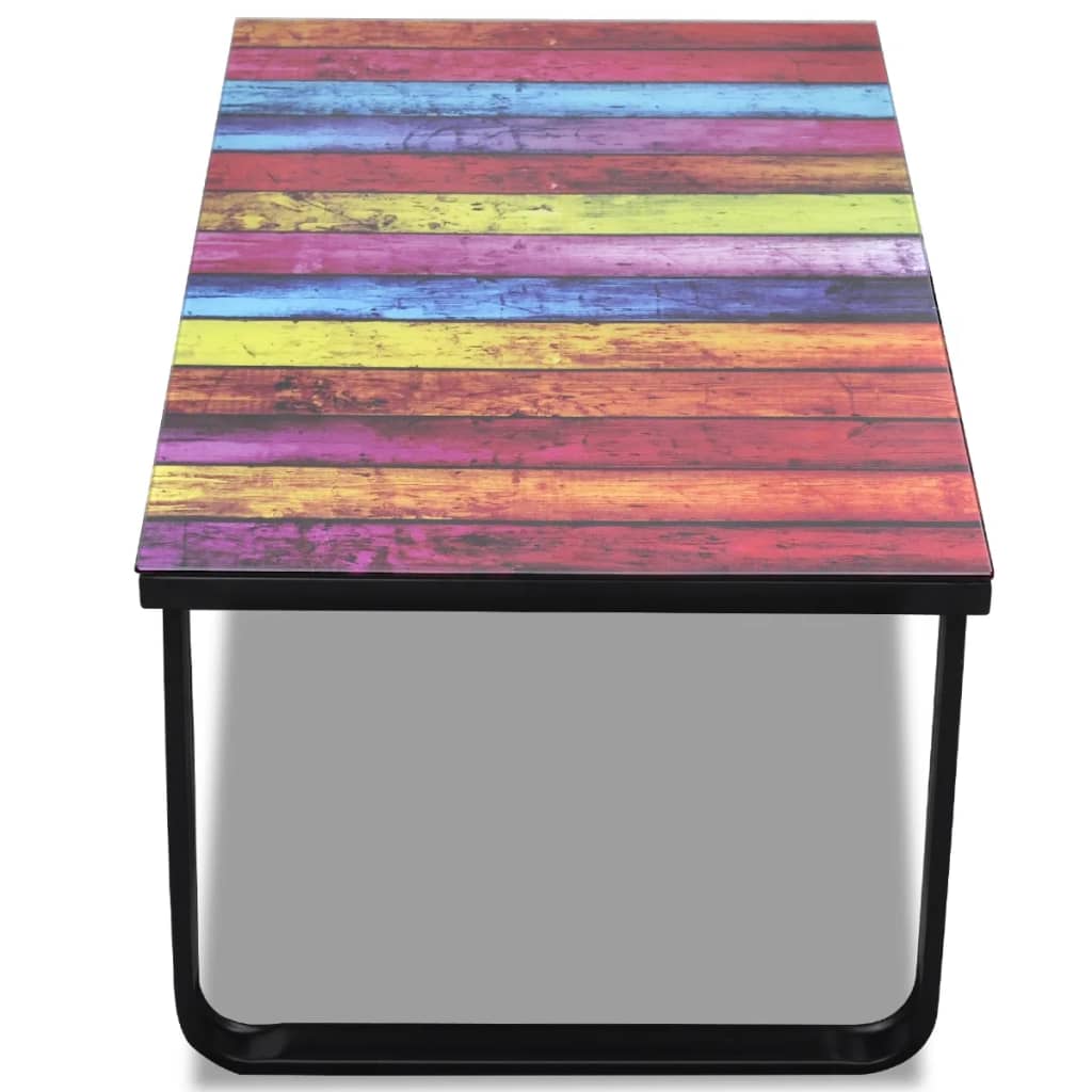 Salontafel Met -Print Glazen Tafelblad Regenboog