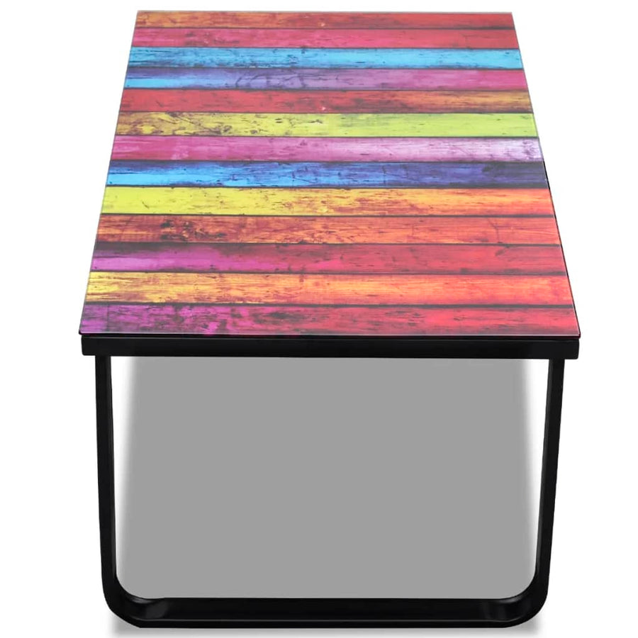 Salontafel Met -Print Glazen Tafelblad Regenboog