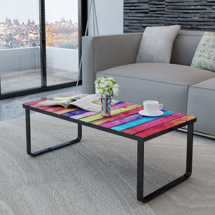 Salontafel Met -Print Glazen Tafelblad Regenboog