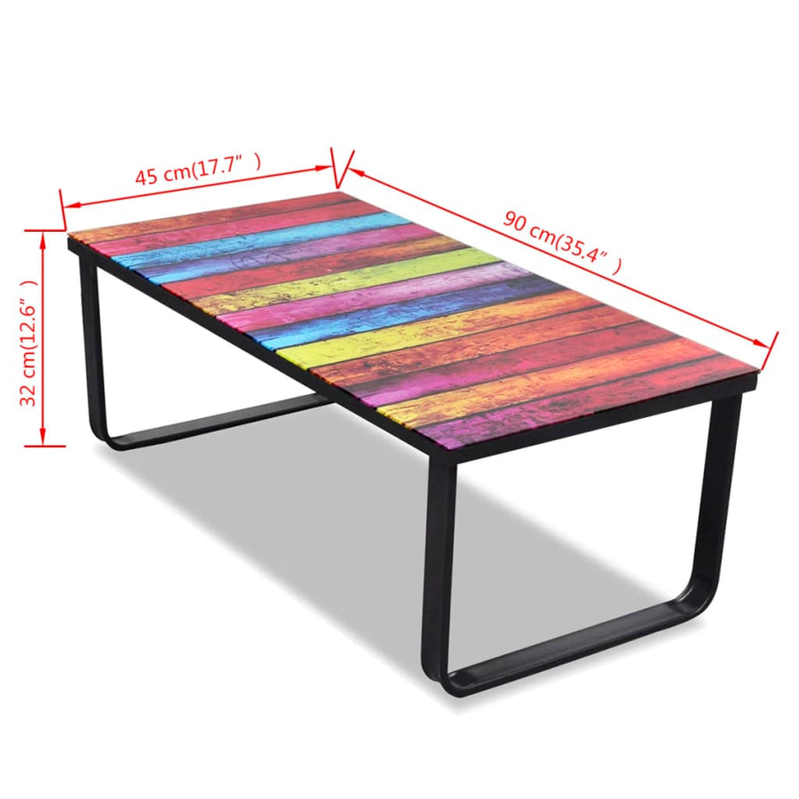 Salontafel Met -Print Glazen Tafelblad Regenboog
