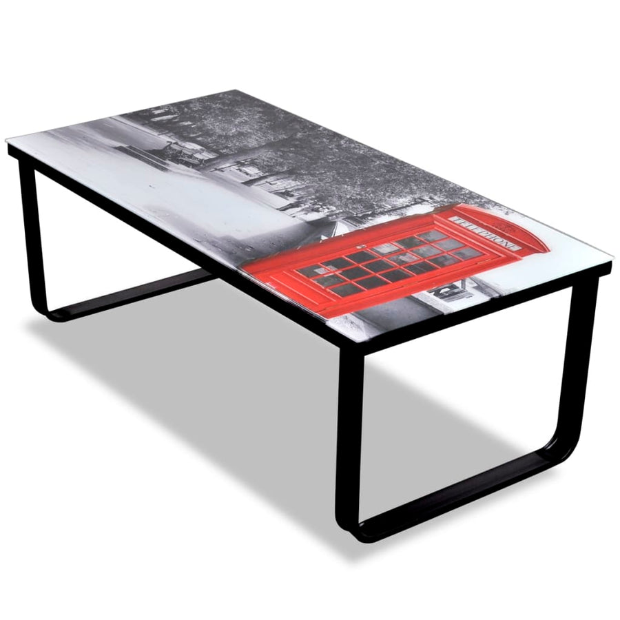 Salontafel Met -Print Glazen Tafelblad Telefooncel
