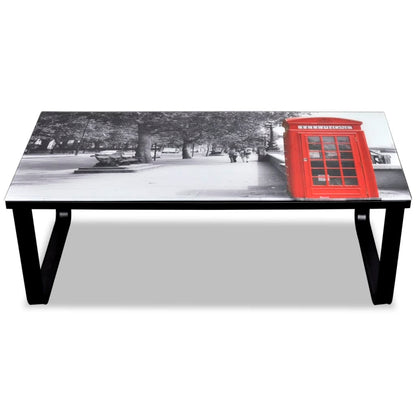 Salontafel Met -Print Glazen Tafelblad Telefooncel