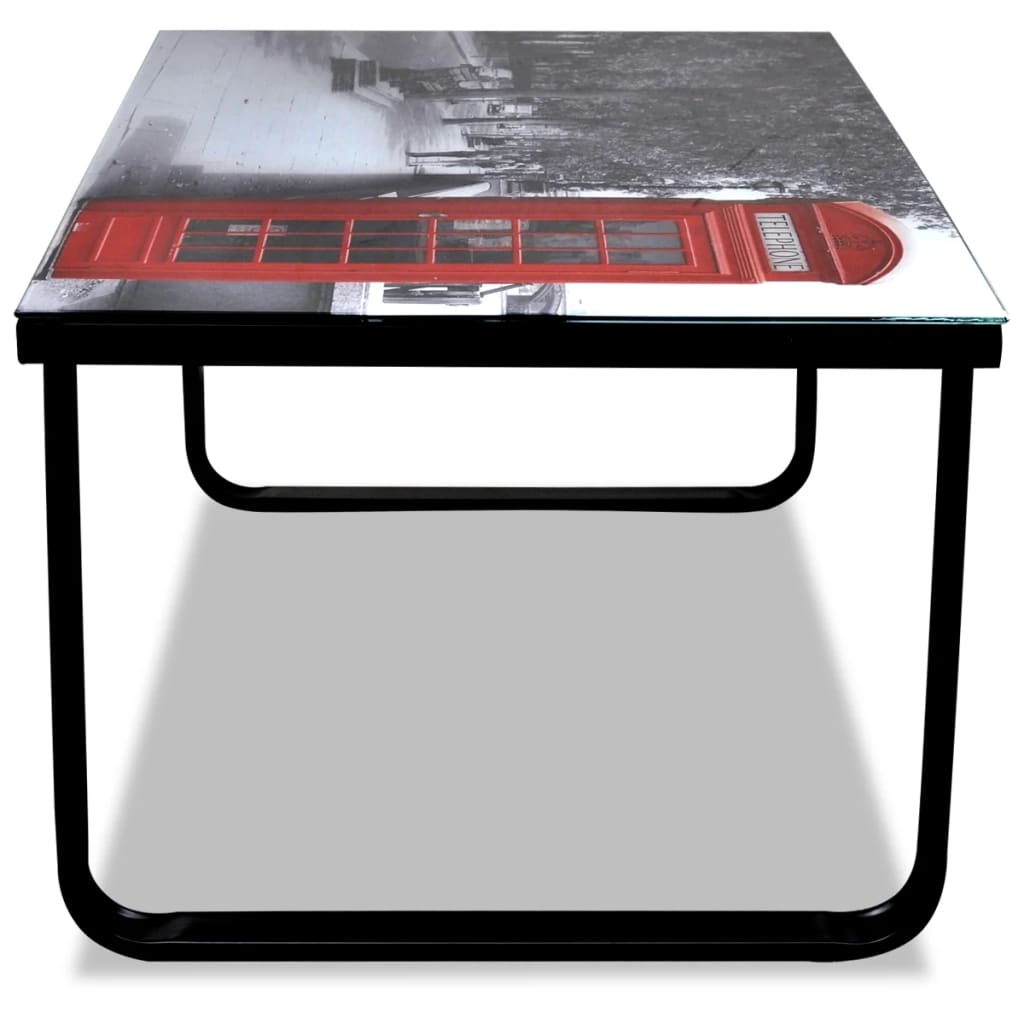 Salontafel Met -Print Glazen Tafelblad Telefooncel