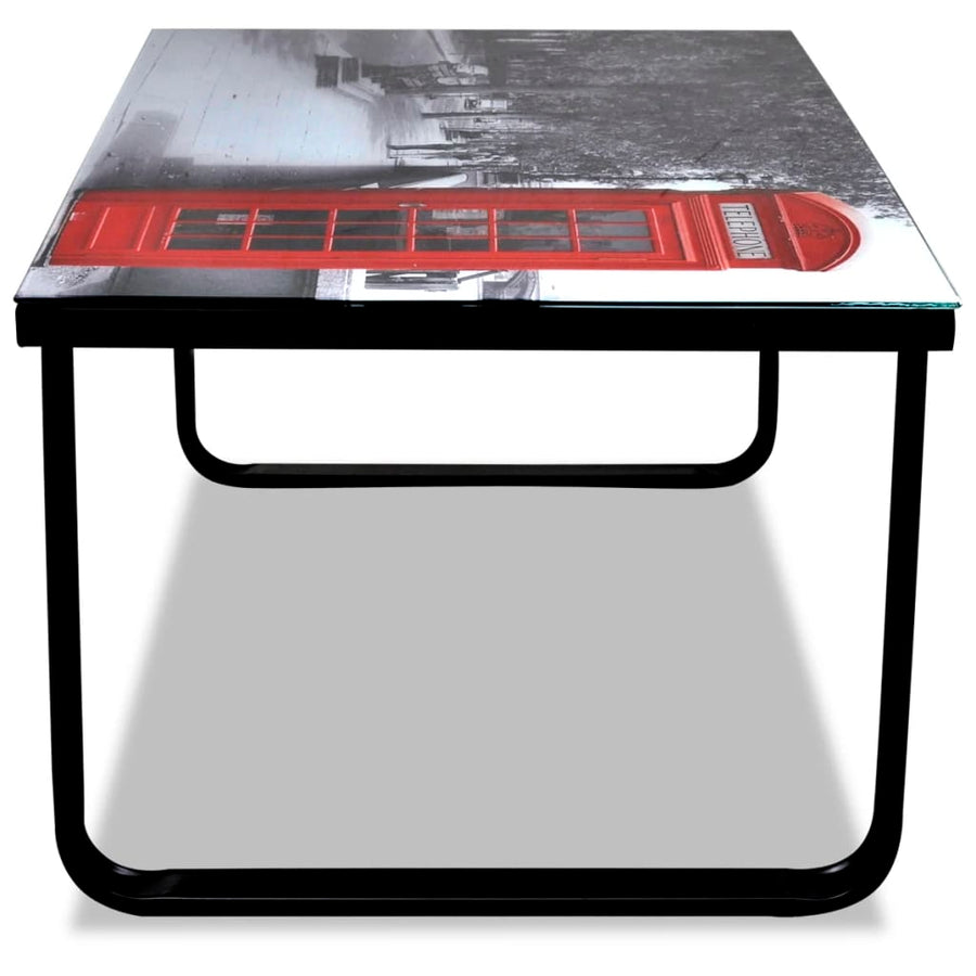 Salontafel Met -Print Glazen Tafelblad Telefooncel