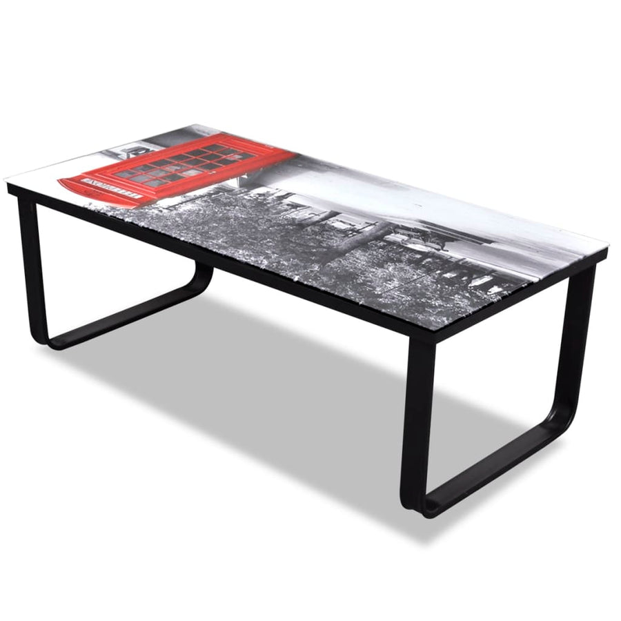 Salontafel Met -Print Glazen Tafelblad Telefooncel