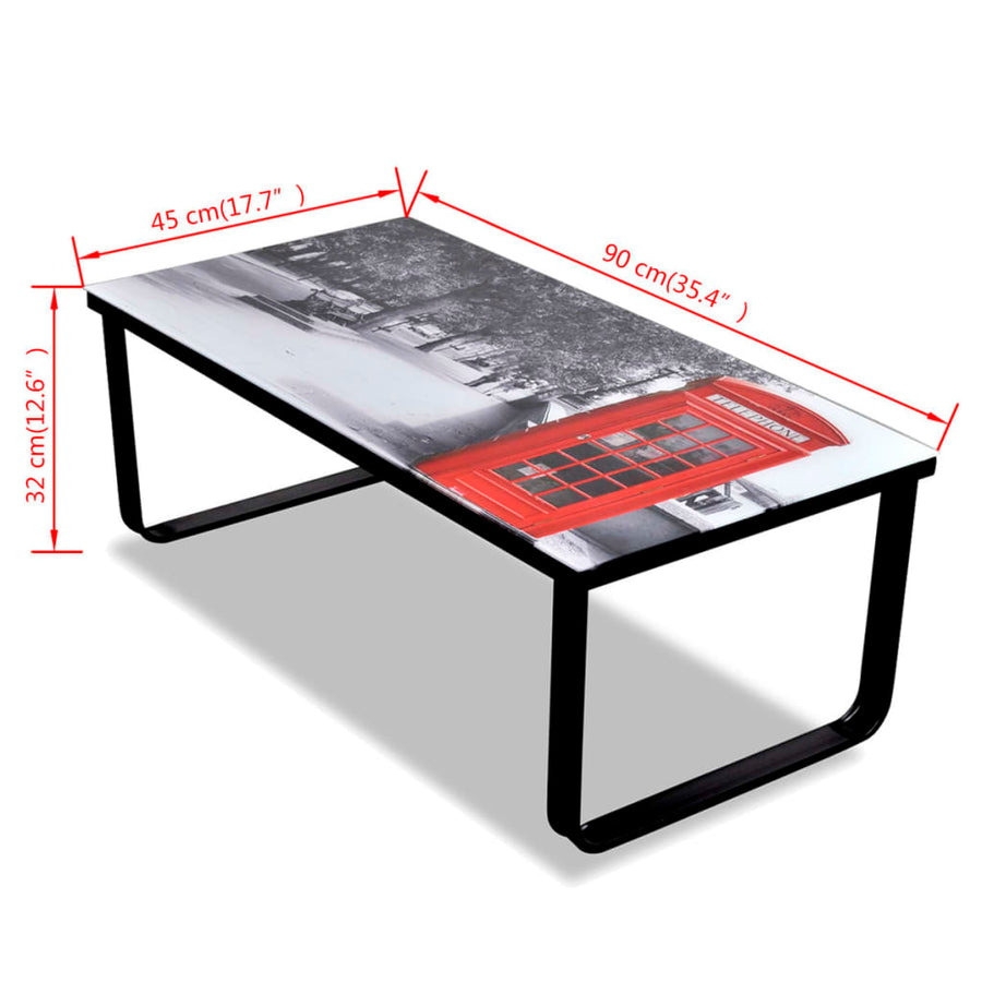 Salontafel Met -Print Glazen Tafelblad Telefooncel