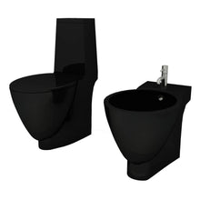 Toilet- En Bidetset Keramiek Zwart