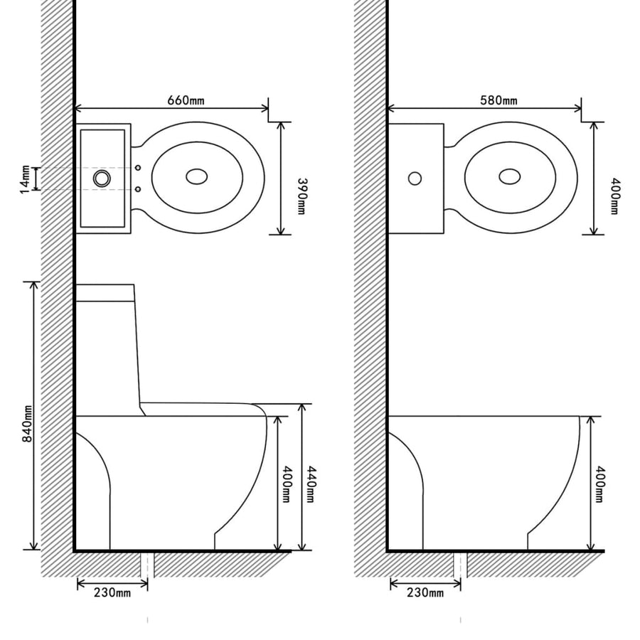 Toilet- En Bidetset Keramiek Zwart