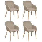 Eetkamerstoelen set van 4 massief eikenhout beige