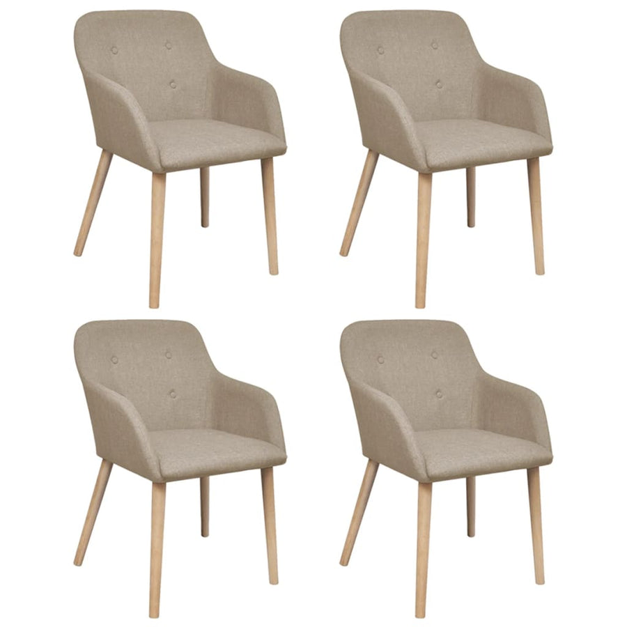Eetkamerstoelen Stof En Massief Eikenhout 4 Beige