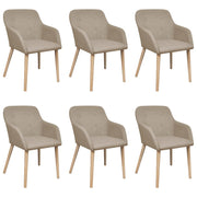 Eetkamerstoelen 6 stuks massief eikenhout stof beige