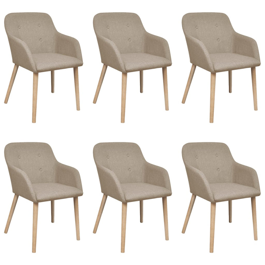 Eetkamerstoelen Stof En Massief Eikenhout 6 Beige