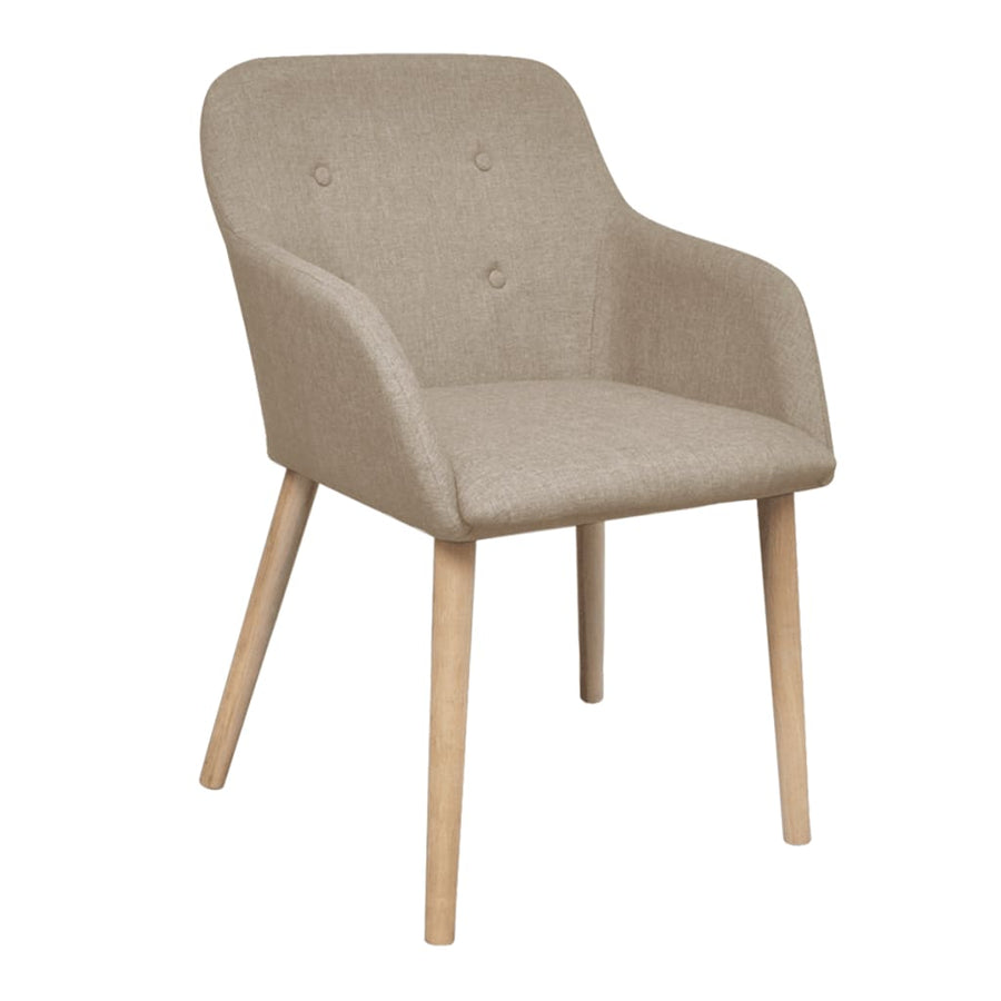 Eetkamerstoelen Stof En Massief Eikenhout 6 Beige