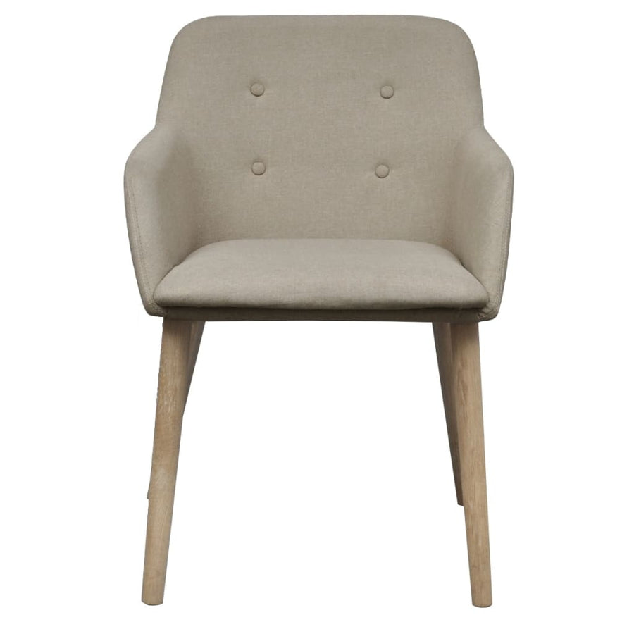Eetkamerstoelen Stof En Massief Eikenhout 6 Beige