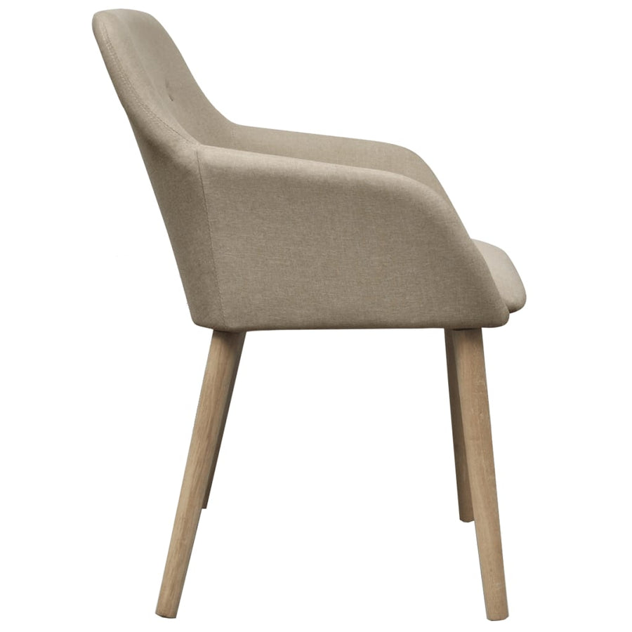 Eetkamerstoelen Stof En Massief Eikenhout 6 Beige