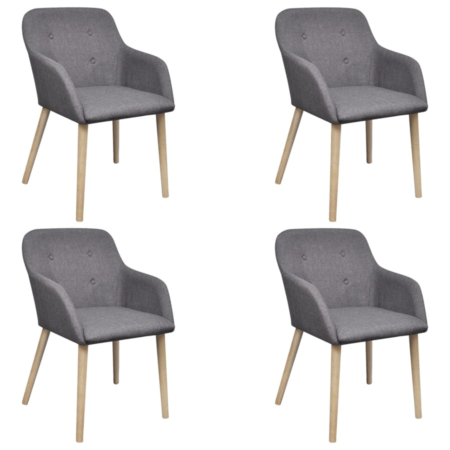 Eetkamerstoelen Stof En Massief Eikenhout Donkergrijs 4 Lichtgrijs