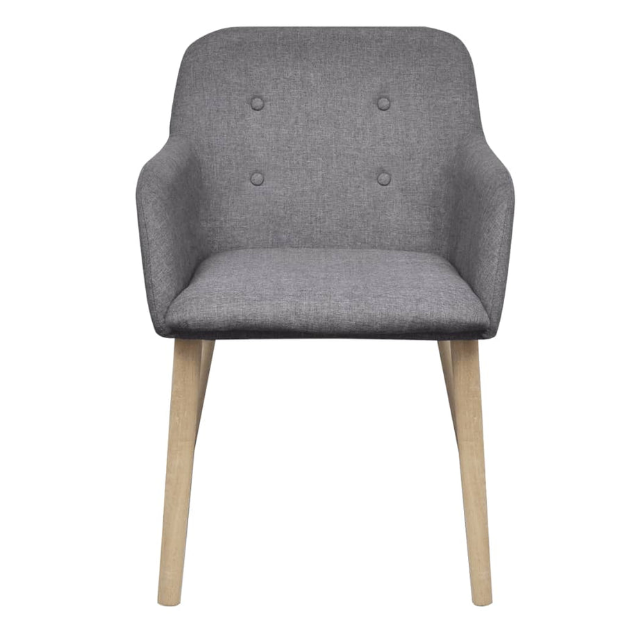 Eetkamerstoelen Stof En Massief Eikenhout Donkergrijs 4 Lichtgrijs