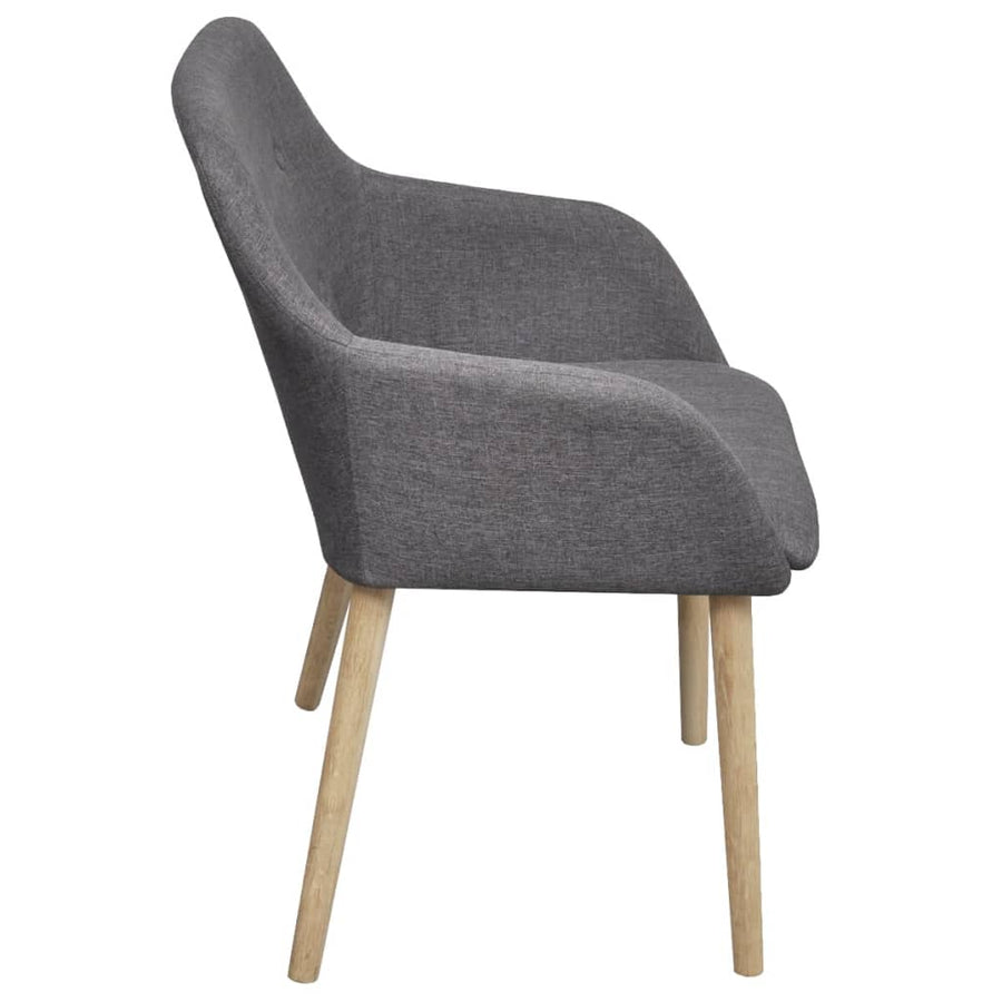 Eetkamerstoelen Stof En Massief Eikenhout Donkergrijs 4 Lichtgrijs