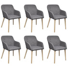 Eetkamerstoelen 6 st stof massief eikenhout lichtgrijs