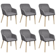 Eetkamerstoelen 6 st stof massief eikenhout lichtgrijs