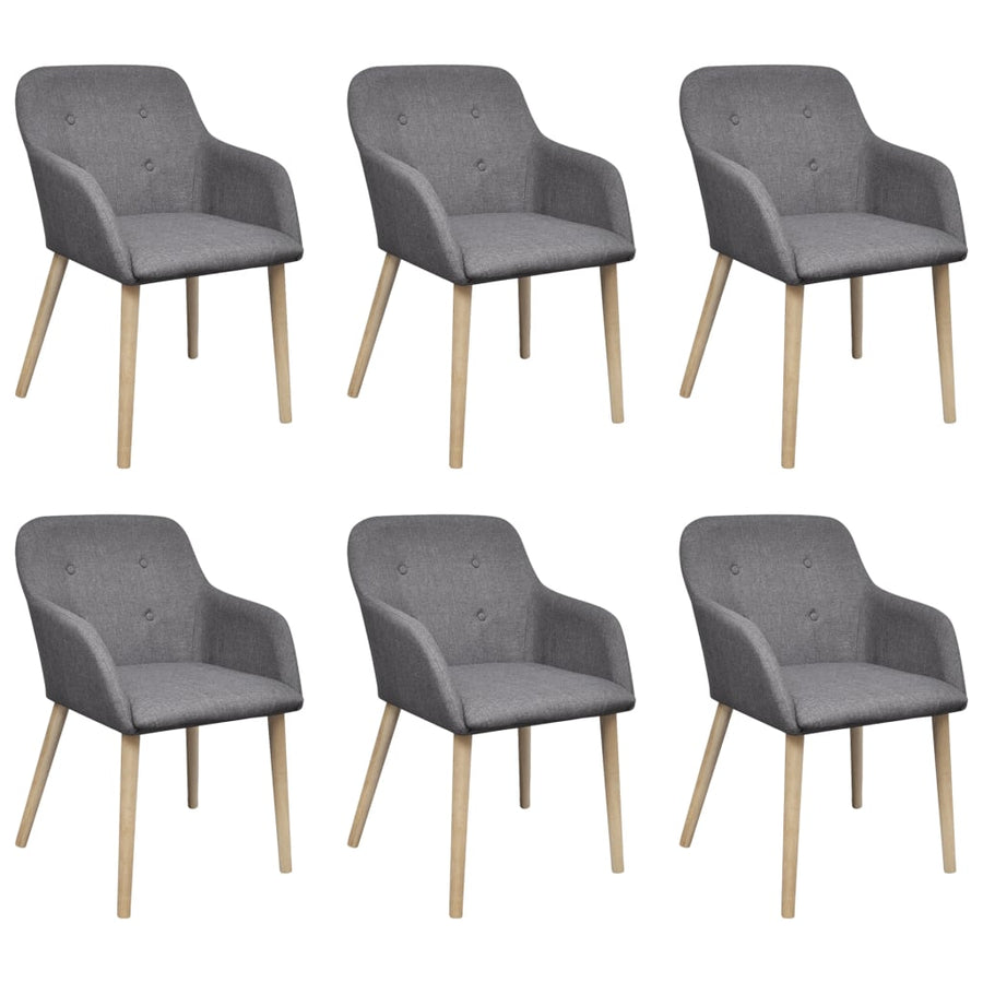 Eetkamerstoelen Stof En Massief Eikenhout 6 Lichtgrijs