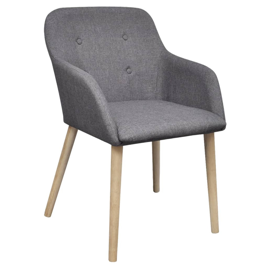 Eetkamerstoelen Stof En Massief Eikenhout 6 Lichtgrijs