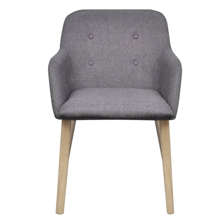 Eetkamerstoelen Stof En Massief Eikenhout 6 Lichtgrijs