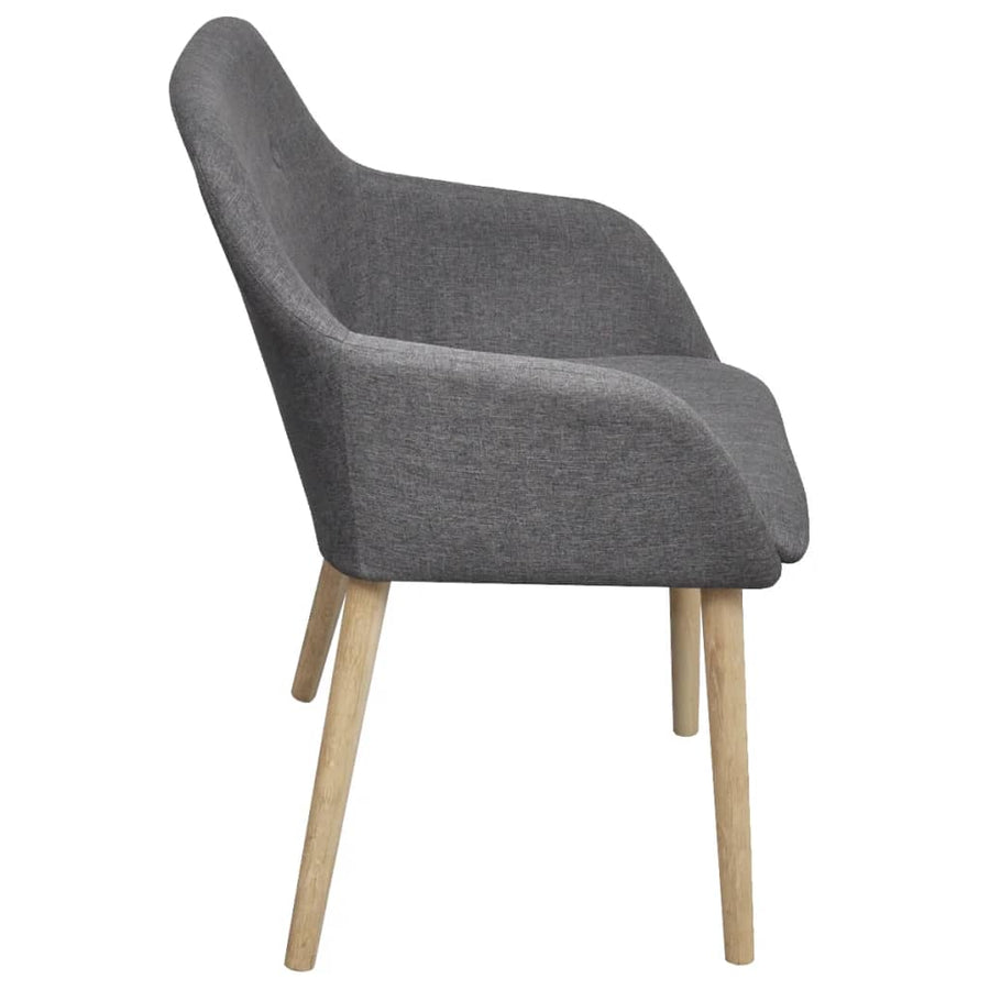 Eetkamerstoelen Stof En Massief Eikenhout 6 Lichtgrijs