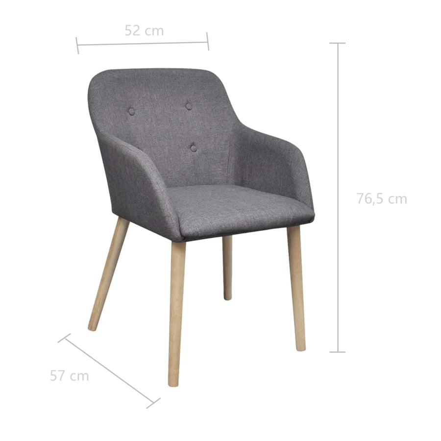 Eetkamerstoelen Stof En Massief Eikenhout 6 Lichtgrijs
