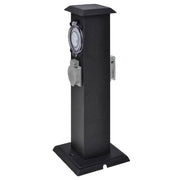 Outdoor power socket on a pillar with timer (black)