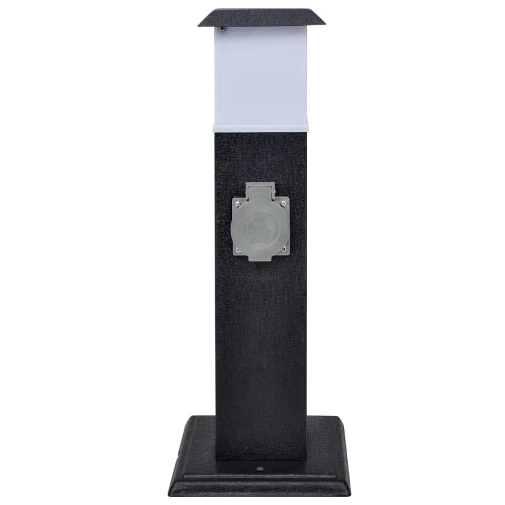 Buitenstopcontact Op Zuil Met Lamp () Zwart