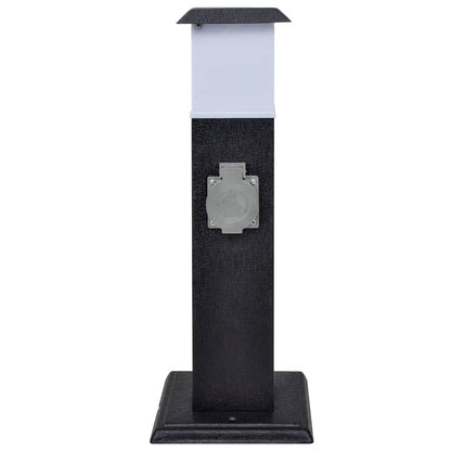 Buitenstopcontact Op Zuil Met Lamp () Zwart