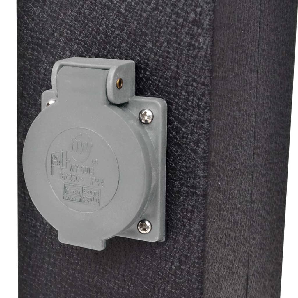 Buitenstopcontact Op Zuil Met Lamp () Zwart