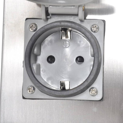 Buitenstopcontact Op Zuil Met Lamp (Roestvrij Staal) Zilver