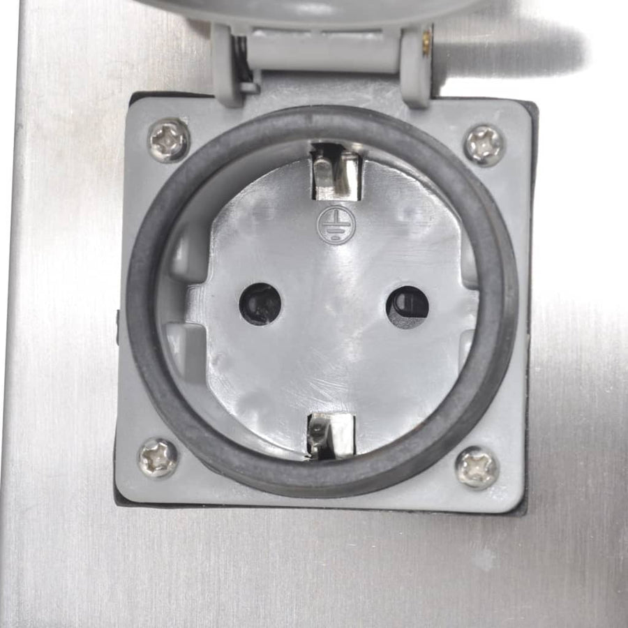 Buitenstopcontact Op Zuil Met Lamp (Roestvrij Staal) Zilver