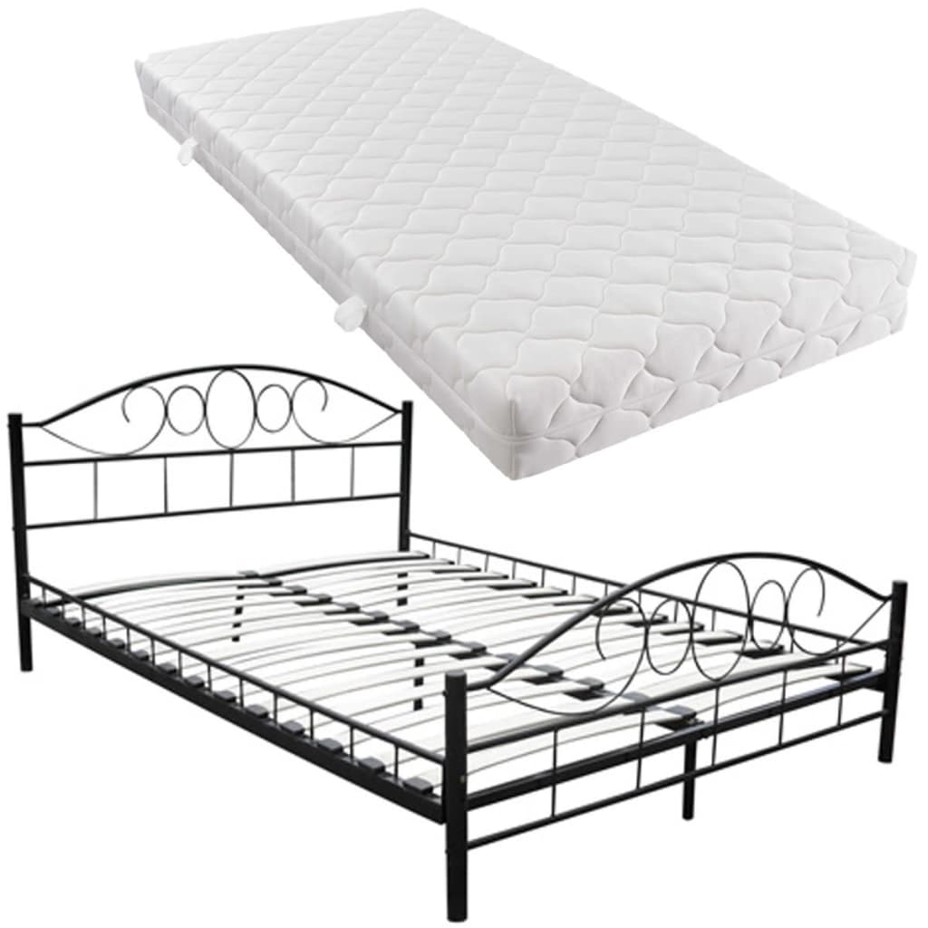 Bed met matras metaal zwart 180x200 cm