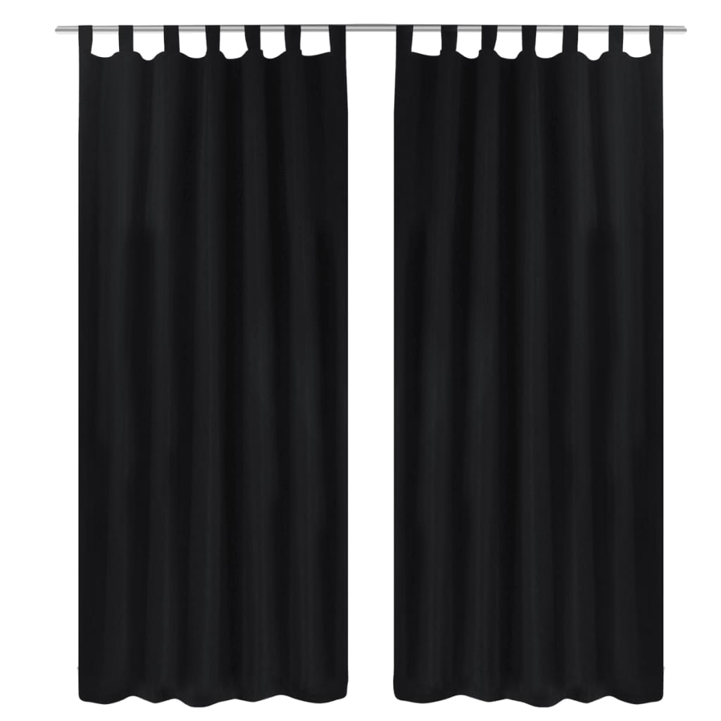 Micro-Satijnen Gordijnen Met Ringen 140 X Stuks () 245 cm Zwart
