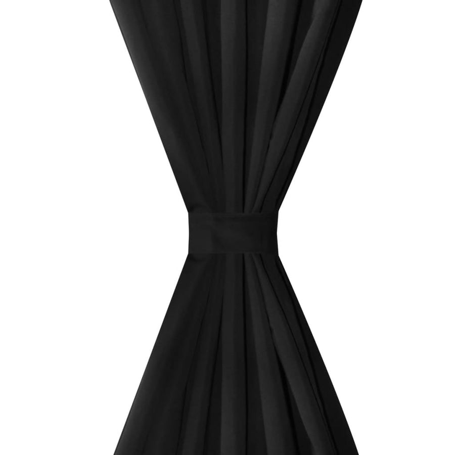 Micro-Satijnen Gordijnen Met Ringen 140 X Stuks () 245 cm Zwart